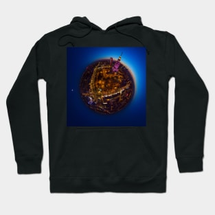 Dusk and Moon over little planet Warsaw Hoodie